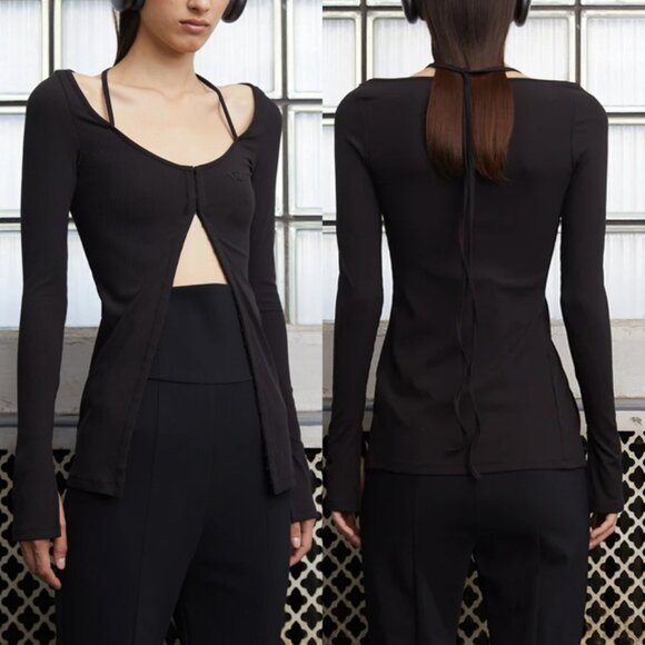 Danz New York FIR Hook & Eye Long Sleeve Top with Front Tie Slit Long Sleeves 38 - Picture 1 of 16